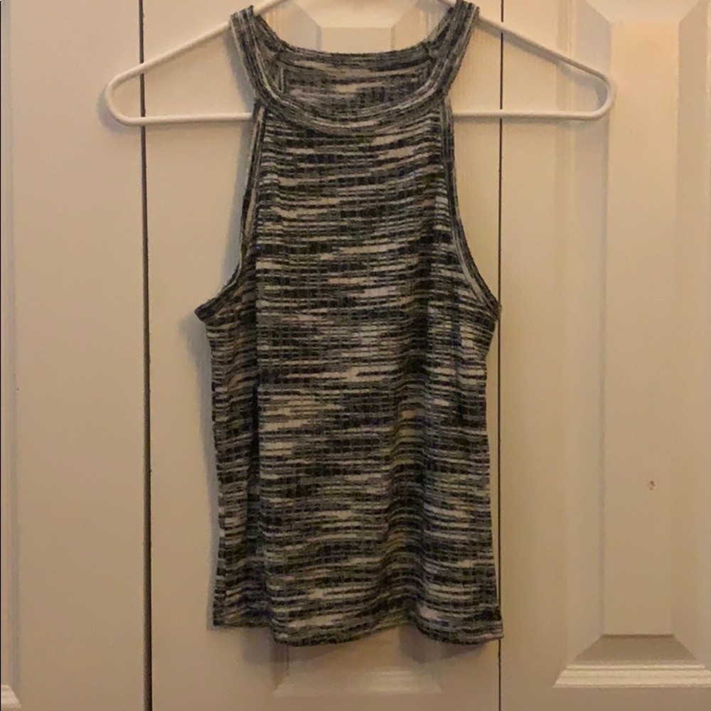 Grey and white ribbed tank